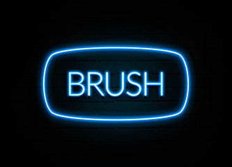 Brush  - colorful Neon Sign on brickwall