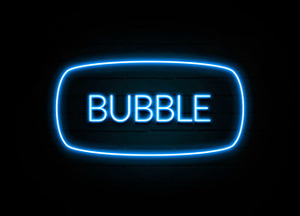 Bubble  - colorful Neon Sign on brickwall