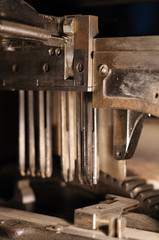 Linotype gears at newspaper shop