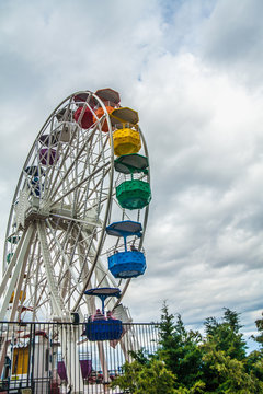 The Ferris wheel from the Tibidabo mountain, Barcelona, Spain