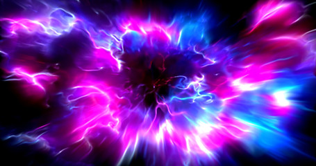 Colorful abstract  radiant flash. Explosion hyper acceleration race for speed in futuristic outer space.