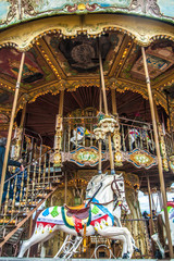 Fototapeta na wymiar Old vintage carousel in Tibidabo park in Barcelona