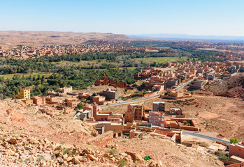 Fototapeta premium View city of Tinghir city and oasis. Morocco