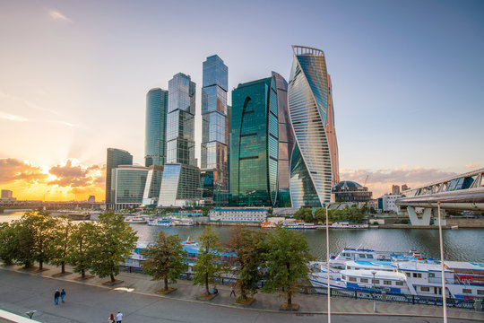 Modern skyscrapers of Moscow city skyline