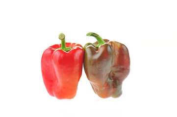 The green peppers on a white background