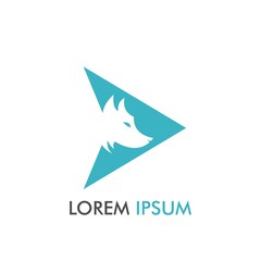 Simple Wolf inside Arrow Icon Logo Design and Concept Vector Illustration for identity, brand, label, emblem in flat trend design 