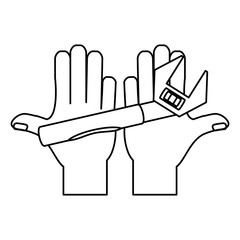 hand with wrench vector illustration
