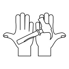 hand with hammer vector illustration
