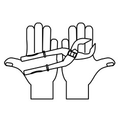 hand  with plier vector illustration