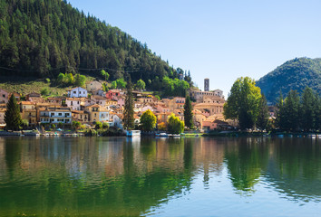 Fototapeta premium Piediluco (Italy) - A very little town with Piediluco lake, in Umbria region, central Italy