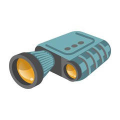 Binoculars or modern zoom lens spyglass vector flat isolated icon