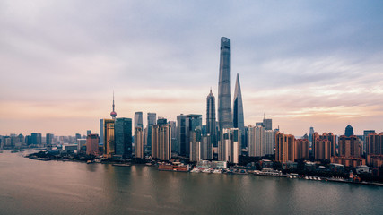 Fototapeta na wymiar Aerial View of Lujiazui Financial District in Shanghai 
