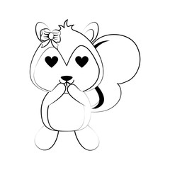 squirrel with heart eyes cute animal cartoon icon image vector illustration design