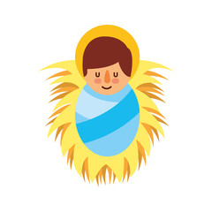 cartoon cute baby jesus christ in the crib christmas image