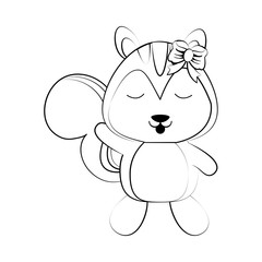 squirrel waving hello or bye cute animal cartoon icon image vector illustration design