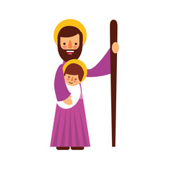 saint joseph holding baby jesus christ christmas manger