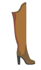 Warm winter female boot made of suede on solid heel