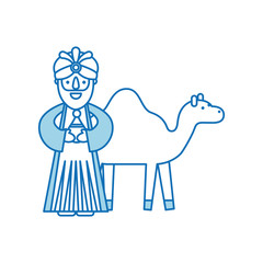 cartoon wise king with camel manger characters