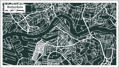 Rotterdam Map in Retro Style. Hand Drawn.