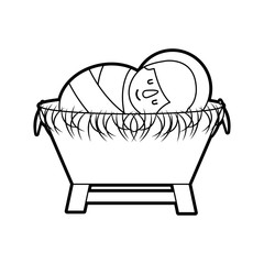 cartoon cute baby jesus christ in the crib christmas image