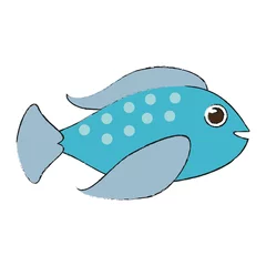 Foto op Canvas Cute fish cartoon icon vector illustration graphic design © Jemastock