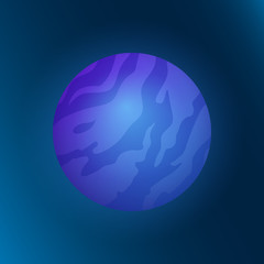 Magic frozen world illustration. Colorful shining alien planet with ice and snow swirls. Vector asset for space game design isolated on dark background.