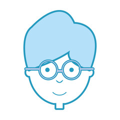 cartoon boy with glasses icon over white background vector illustration