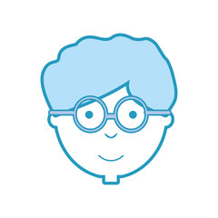 cartoon boy with glasses icon over white background vector illustration