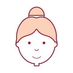 cartoon girl face icon over white background colorful design vector illustration
