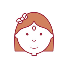 cartoon girl face icon over white background colorful design vector illustration