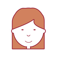 cartoon girl face icon over white background colorful design vector illustration
