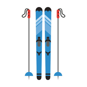 skis with poles  winter sports related icon image vector illustration design 