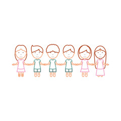 kids holding hands icon over white background colorful desgin vector illustration