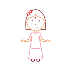 cartoon girl icon over white background vector illustration