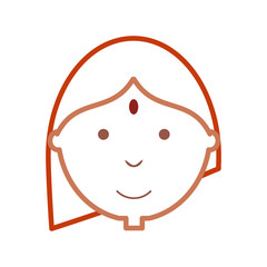 cartoon girl face icon over white background vector illustration