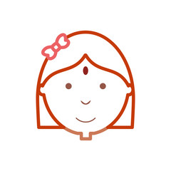 cartoon girl face icon over white background vector illustration