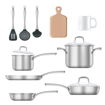 Kitchen utensils vector realistic illustration