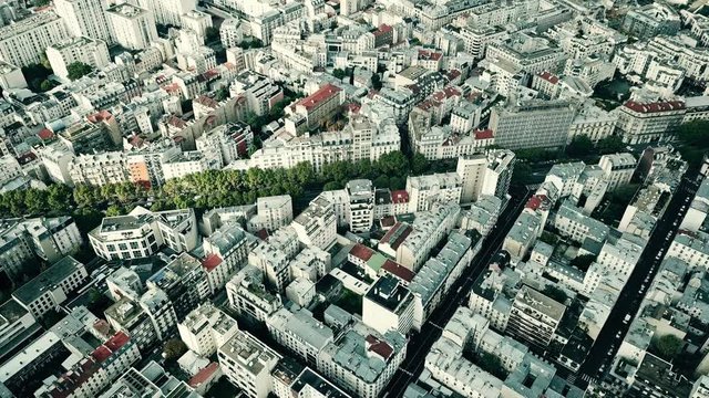 Aerial view of typical Paris cityscape, France
