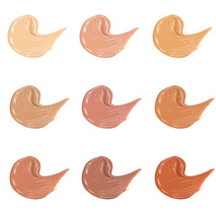 foundation swatches on white