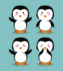Cute penguin cartoon icons icon vector illustration graphic design
