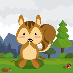 Obraz na płótnie Canvas Cute squirrel cartoon icon vector illustration graphic design