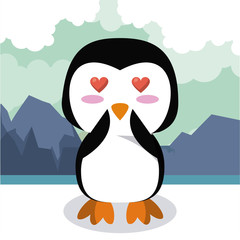 Cute penguin cartoon icon vector illustration graphic design