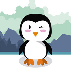 Cute penguin cartoon icon vector illustration graphic design