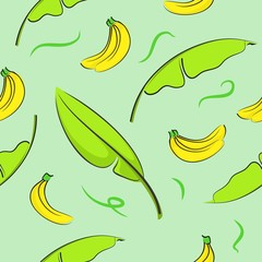 banana - leaf - Seamless Pattern - vector logo/icon illustration