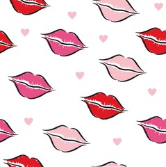 Lips - Seamless Pattern - vector logo/icon illustration