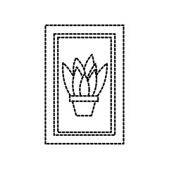 wooden frame with houseplant in vase decoration interior