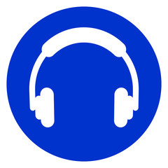 headphones circle blue icon