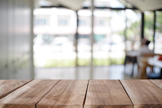 Empty Office Table With Wood Desk Is Blank For Present Product.