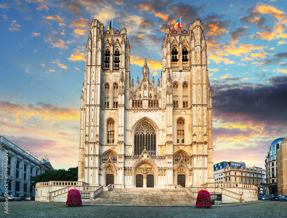 Canvas Prints Brussels - St. Michael and St. Gudula Cathedral