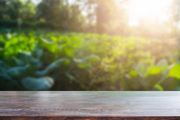 Agriculture background table or desk is empty for present product.